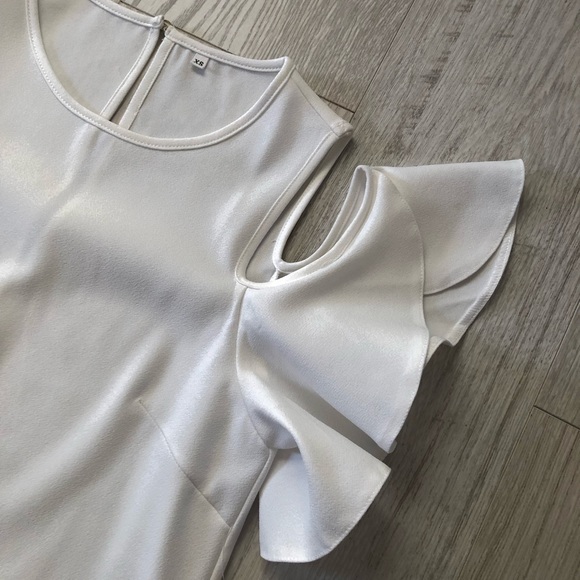 SheIn White Ruffle Cold Shoulder Mini Dress - Picture 12 of 16